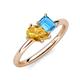 4 - Nadya Pear Shape Citrine & Emerald Shape Blue Topaz 2 Stone Duo Ring 