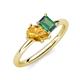 4 - Nadya Pear Shape Citrine & Emerald Shape Lab Created Alexandrite 2 Stone Duo Ring 