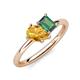 4 - Nadya Pear Shape Citrine & Emerald Shape Lab Created Alexandrite 2 Stone Duo Ring 