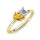 4 - Nadya Pear Shape Citrine & Emerald Shape White Sapphire 2 Stone Duo Ring 