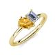 4 - Nadya Pear Shape Citrine & Emerald Shape GIA Certified Diamond 2 Stone Duo Ring 