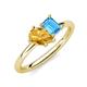 4 - Nadya Pear Shape Citrine & Emerald Shape Blue Topaz 2 Stone Duo Ring 