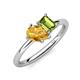 4 - Nadya Pear Shape Citrine & Emerald Shape Peridot 2 Stone Duo Ring 