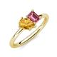 4 - Nadya Pear Shape Citrine & Emerald Shape Pink Tourmaline 2 Stone Duo Ring 