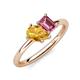 4 - Nadya Pear Shape Citrine & Emerald Shape Pink Tourmaline 2 Stone Duo Ring 