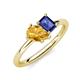 4 - Nadya Pear Shape Citrine & Emerald Shape Iolite 2 Stone Duo Ring 