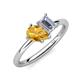 4 - Nadya Pear Shape Citrine & Emerald Shape Forever One Moissanite 2 Stone Duo Ring 