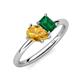 4 - Nadya Pear Shape Citrine & Emerald Shape Emerald 2 Stone Duo Ring 