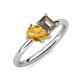 4 - Nadya Pear Shape Citrine & Emerald Shape Smoky Quartz 2 Stone Duo Ring 