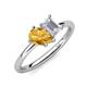 4 - Nadya Pear Shape Citrine & Emerald Shape White Sapphire 2 Stone Duo Ring 