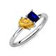 4 - Nadya Pear Shape Citrine & Emerald Shape Blue Sapphire 2 Stone Duo Ring 