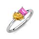 4 - Nadya Pear Shape Citrine & Emerald Shape Pink Sapphire 2 Stone Duo Ring 