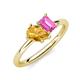 4 - Nadya Pear Shape Citrine & Emerald Shape Pink Sapphire 2 Stone Duo Ring 