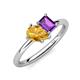 4 - Nadya Pear Shape Citrine & Emerald Shape Amethyst 2 Stone Duo Ring 