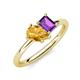 4 - Nadya Pear Shape Citrine & Emerald Shape Amethyst 2 Stone Duo Ring 