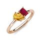 4 - Nadya Pear Shape Citrine & Emerald Shape Ruby 2 Stone Duo Ring 