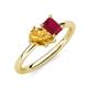 4 - Nadya Pear Shape Citrine & Emerald Shape Ruby 2 Stone Duo Ring 