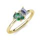 4 - Nadya Pear Shape Lab Created Alexandrite & Emerald Shape GIA Certified Diamond 2 Stone Duo Ring 