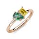 4 - Nadya Pear Shape Lab Created Alexandrite & Emerald Shape Yellow Sapphire 2 Stone Duo Ring 