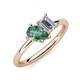 4 - Nadya Pear Shape Lab Created Alexandrite & Emerald Shape Forever Brilliant Moissanite 2 Stone Duo Ring 