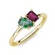 4 - Nadya Pear Shape Lab Created Alexandrite & Emerald Shape Rhodolite Garnet 2 Stone Duo Ring 