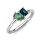 4 - Nadya Pear Shape Lab Created Alexandrite & Emerald Shape London Blue Topaz 2 Stone Duo Ring 