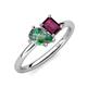 4 - Nadya Pear Shape Lab Created Alexandrite & Emerald Shape Rhodolite Garnet 2 Stone Duo Ring 