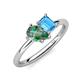 4 - Nadya Pear Shape Lab Created Alexandrite & Emerald Shape Blue Topaz 2 Stone Duo Ring 