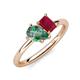 4 - Nadya Pear Shape Lab Created Alexandrite & Emerald Shape Ruby 2 Stone Duo Ring 