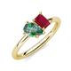 4 - Nadya Pear Shape Lab Created Alexandrite & Emerald Shape Ruby 2 Stone Duo Ring 