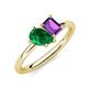 4 - Nadya Pear Shape Lab Created Emerald & Emerald Shape Amethyst 2 Stone Duo Ring 