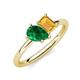 4 - Nadya Pear Shape Lab Created Emerald & Emerald Shape Citrine 2 Stone Duo Ring 