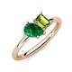 4 - Nadya Pear Shape Lab Created Emerald & Emerald Shape Peridot 2 Stone Duo Ring 