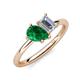 4 - Nadya Pear Shape Lab Created Emerald & Emerald Shape Forever Brilliant Moissanite 2 Stone Duo Ring 