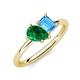 4 - Nadya Pear Shape Lab Created Emerald & Emerald Shape Blue Topaz 2 Stone Duo Ring 