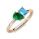 4 - Nadya Pear Shape Lab Created Emerald & Emerald Shape Blue Topaz 2 Stone Duo Ring 