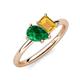 4 - Nadya Pear Shape Lab Created Emerald & Emerald Shape Citrine 2 Stone Duo Ring 