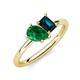 4 - Nadya Pear Shape Lab Created Emerald & Emerald Shape London Blue Topaz 2 Stone Duo Ring 