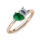 4 - Nadya Pear Shape Lab Created Emerald & Emerald Shape Certified Lab Grown Diamond 2 Stone Duo Ring 