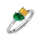 4 - Nadya Pear Shape Lab Created Emerald & Emerald Shape Citrine 2 Stone Duo Ring 