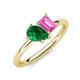 4 - Nadya Pear Shape Lab Created Emerald & Emerald Shape Pink Sapphire 2 Stone Duo Ring 