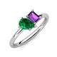 4 - Nadya Pear Shape Lab Created Emerald & Emerald Shape Amethyst 2 Stone Duo Ring 