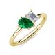 4 - Nadya Pear Shape Lab Created Emerald & Emerald Shape White Sapphire 2 Stone Duo Ring 