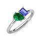 4 - Nadya Pear Shape Lab Created Emerald & Emerald Shape Tanzanite 2 Stone Duo Ring 