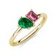 4 - Nadya Pear Shape Lab Created Emerald & Emerald Shape Pink Tourmaline 2 Stone Duo Ring 