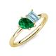 4 - Nadya Pear Shape Lab Created Emerald & Emerald Shape Aquamarine 2 Stone Duo Ring 