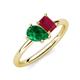 4 - Nadya Pear Shape Lab Created Emerald & Emerald Shape Ruby 2 Stone Duo Ring 
