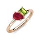 4 - Nadya Pear Shape Lab Created Ruby & Emerald Shape Peridot 2 Stone Duo Ring 