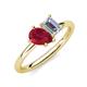 4 - Nadya Pear Shape Lab Created Ruby & Emerald Shape Forever Brilliant Moissanite 2 Stone Duo Ring 