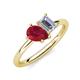 4 - Nadya Pear Shape Lab Created Ruby & Emerald Shape GIA Certified Diamond 2 Stone Duo Ring 